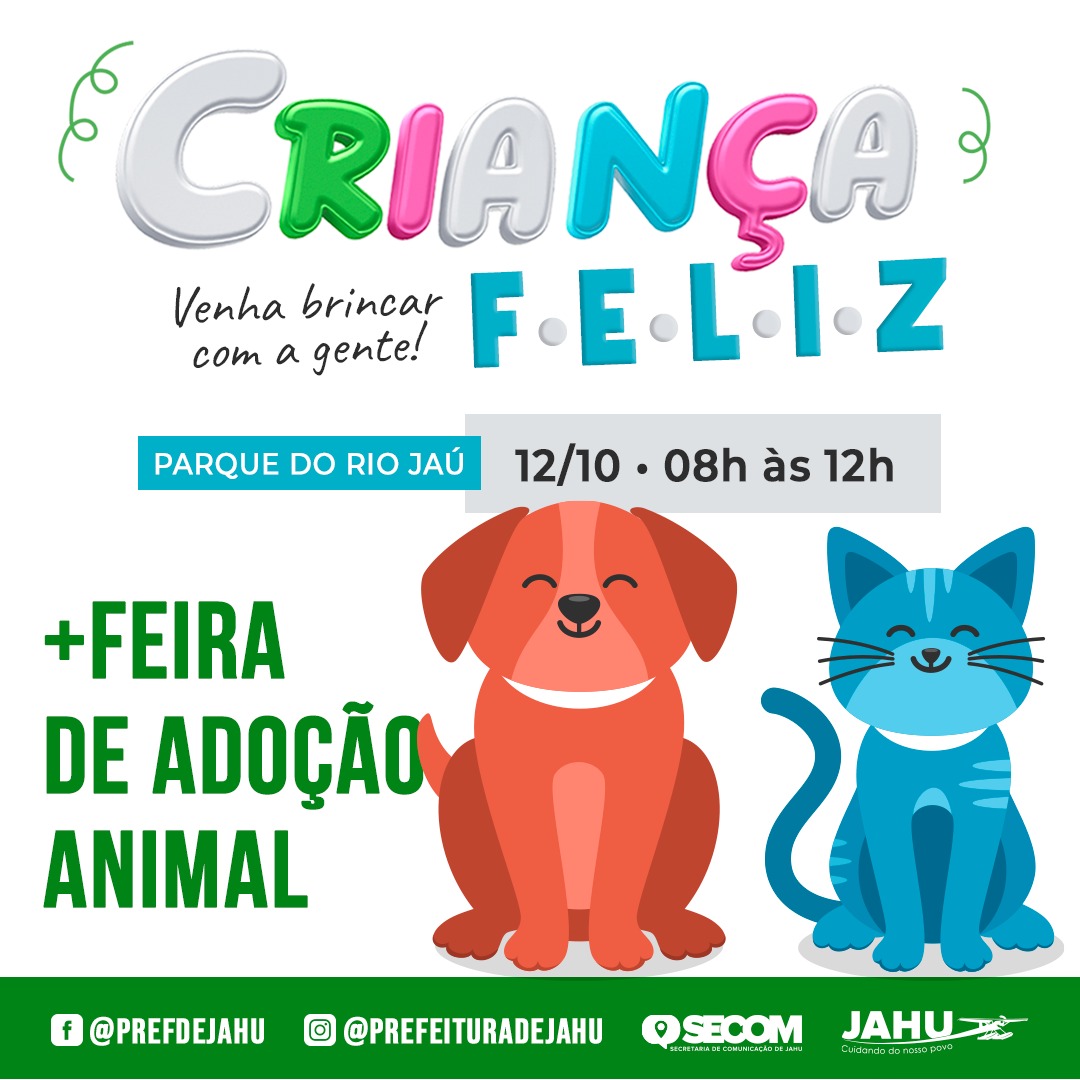 CRIANÇA FELIZ TERÁ FEIRA DE ADOÇÃO ANIMAL