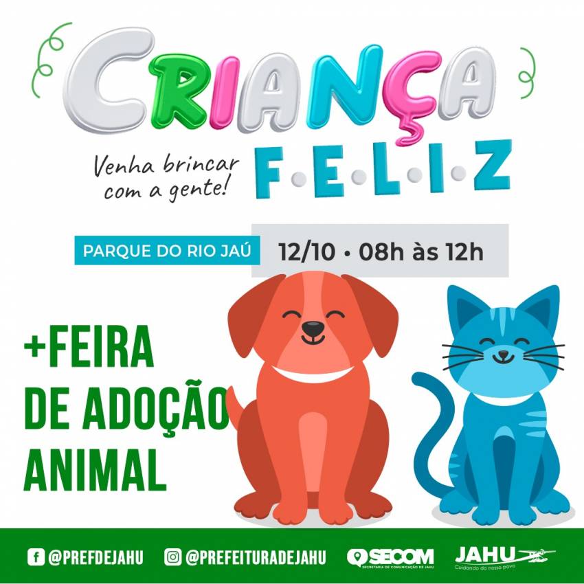 CRIANÇA FELIZ TERÁ FEIRA DE ADOÇÃO ANIMAL