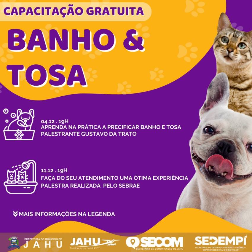 PREFEITURA OFERECE CURSO DE CAPACITAÇÃO EM BANHO E TOSA