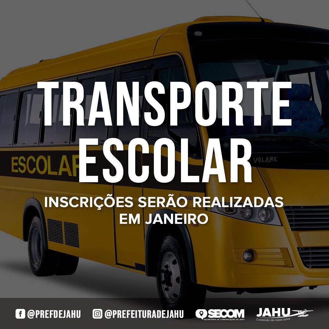 INSCRIÇÕES PARA O TRANSPORTE ESCOLAR DE 2024 COMEÇAM EM JANEIRO