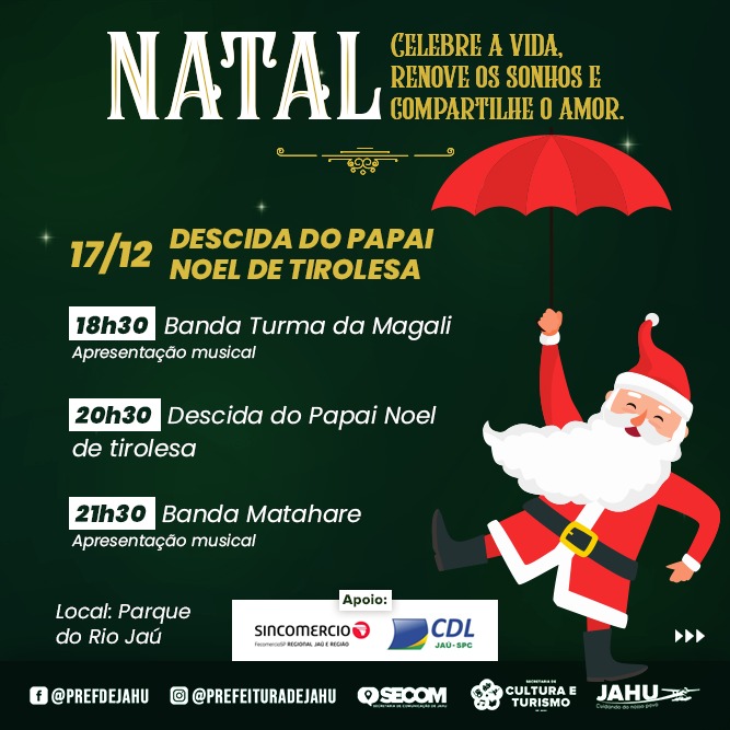 DESCIDA DO PAPAI NOEL DE TIROLESA