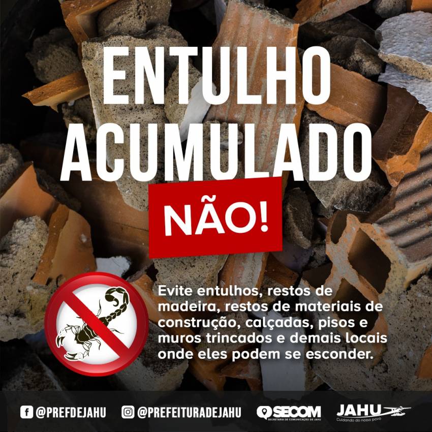 ENTULHO ACUMULADO AUMENTA RISCO DE APARECIMENTO DE ESCORPIÕES