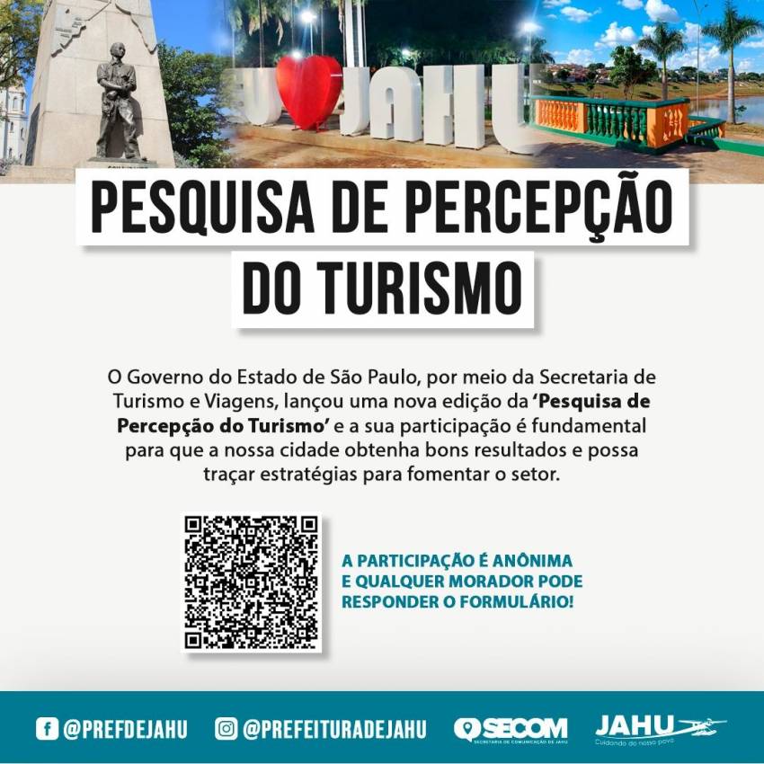 PESQUISA DE PERCEPÇÃO DO TURISMO SEGUE ABERTA