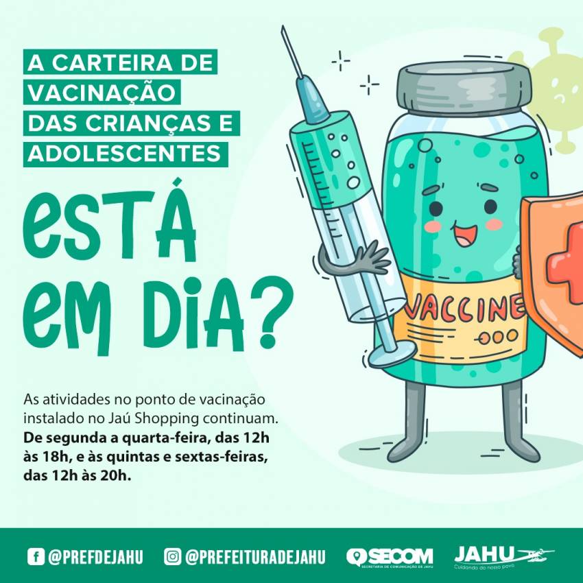 CARTEIRA DE VACINAÇÃO DAS CRIANÇAS E ADOLESCENTES ESTÁ EM DIA?