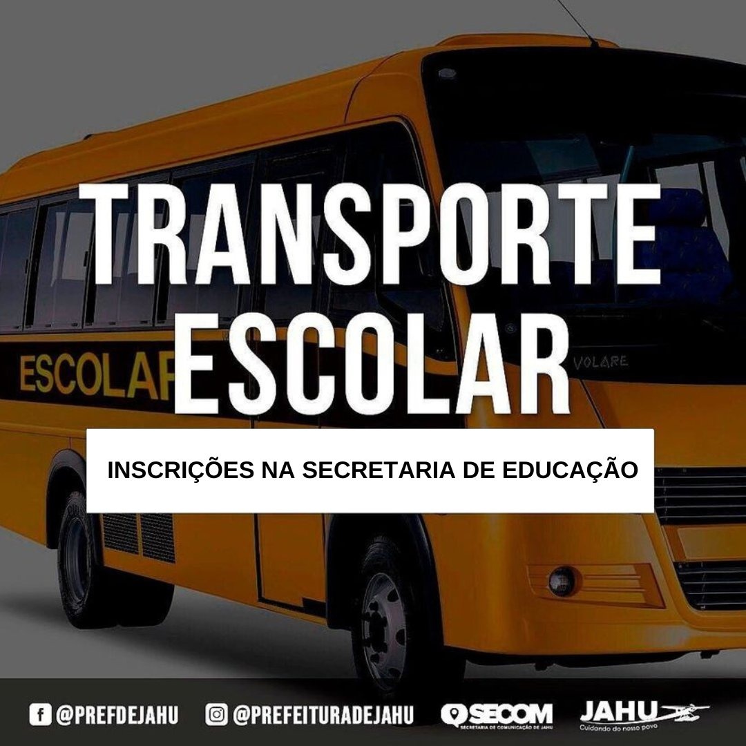 INSCRIÇÃO DO TRANSPORTE ESCOLAR 2024 PASSA A SER FEITA NA SEDE DA SECRETARIA DE EDUCAÇÃO