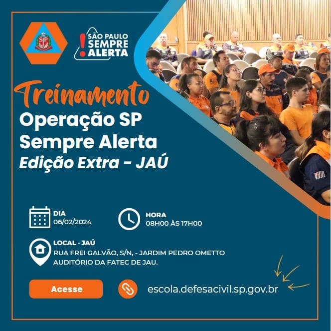 PELA PRIMEIRA VEZ NA HISTÓRIA JAHU SEDIA CURSO DE CAPACITAÇÃO DA DEFESA CIVIL DO ESTADO