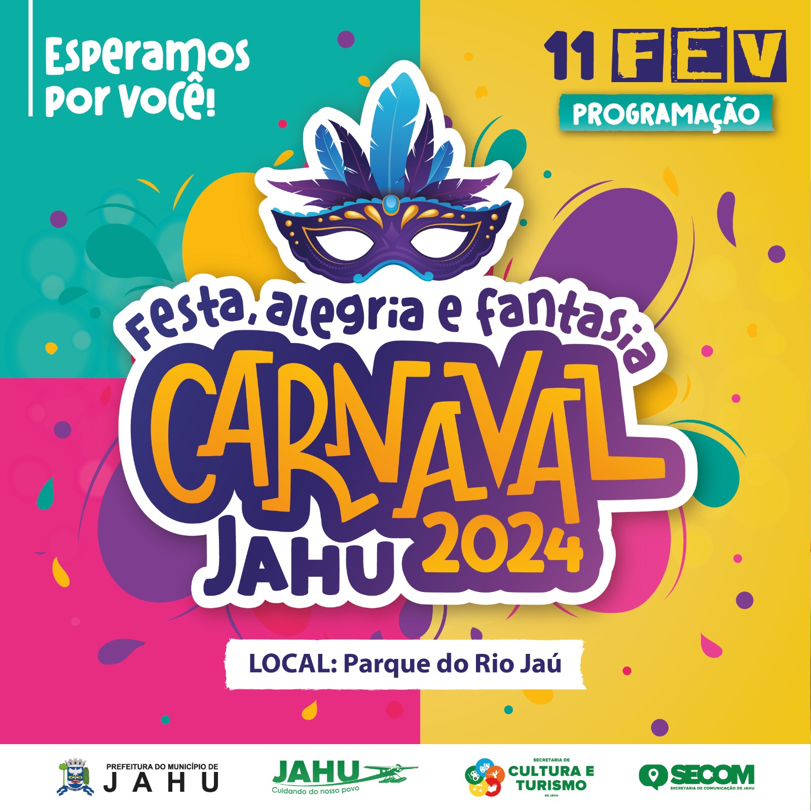 Nosso carnaval tá chegando!!! Serão 4 dias de muita festa, alegria e fantasia com atrações para toda a família.
