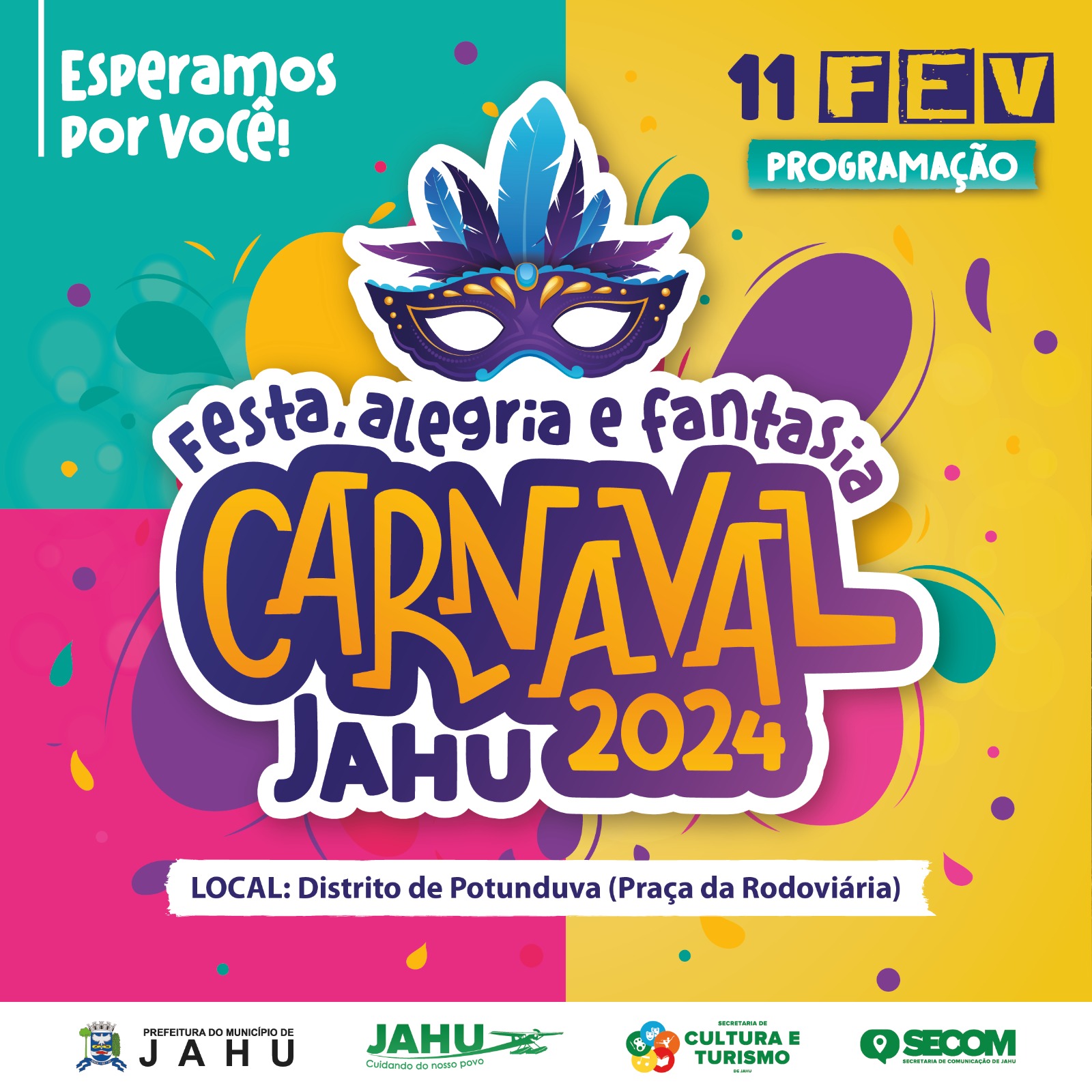 Nosso carnaval tá chegando!!! Serão 4 dias de muita festa, alegria e fantasia com atrações para toda a família.