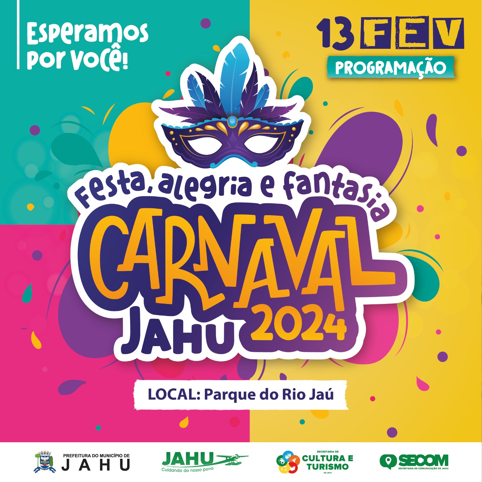 Nosso carnaval tá chegando!!! Serão 4 dias de muita festa, alegria e fantasia com atrações para toda a família.