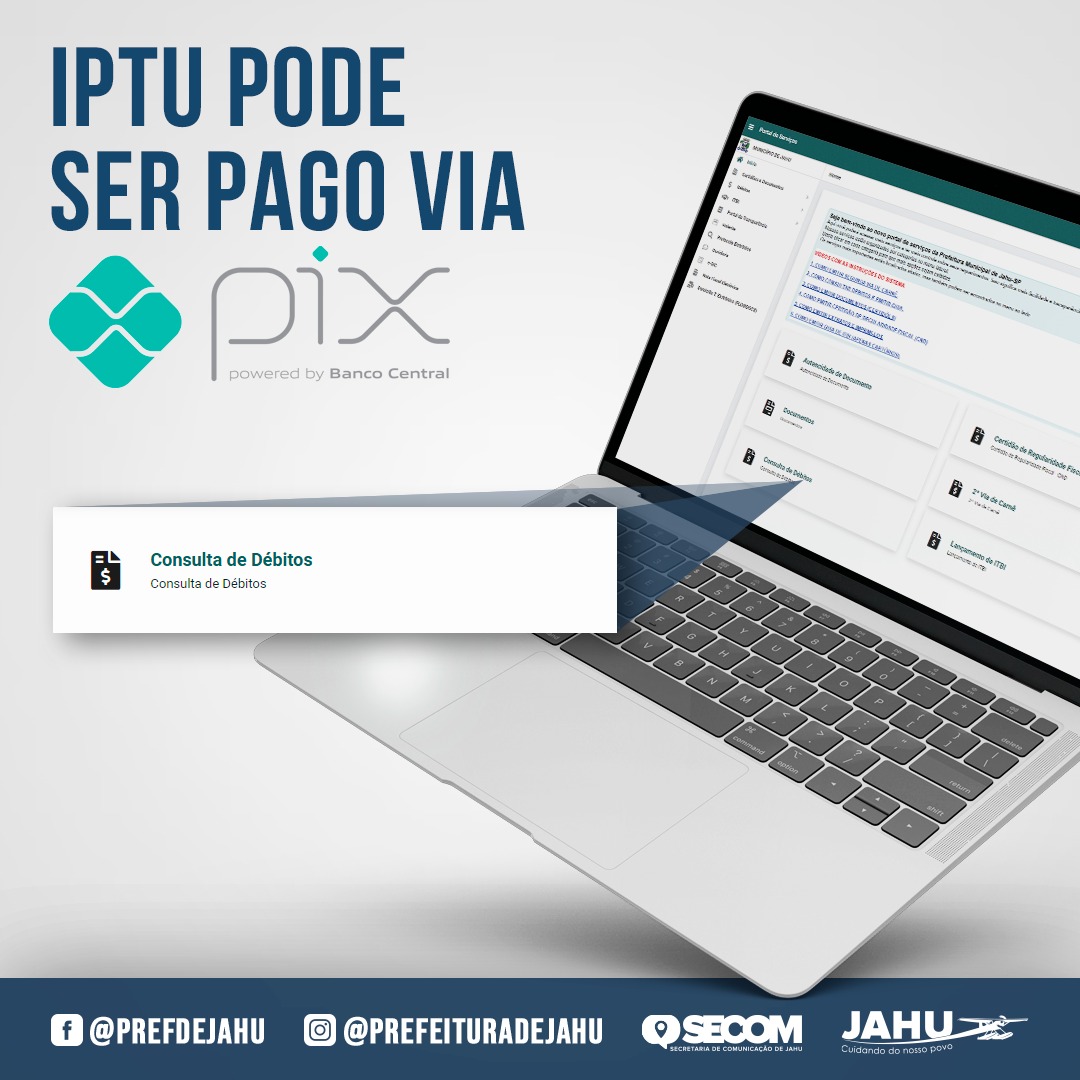 IPTU PODE SER PAGO VIA PIX!