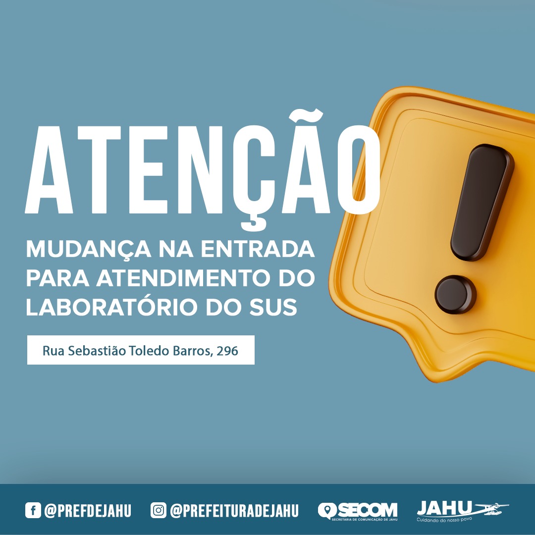 MUDANÇA NA ENTRADA PARA ATENDIMENTO DO LABORATÓRIO DO SUS