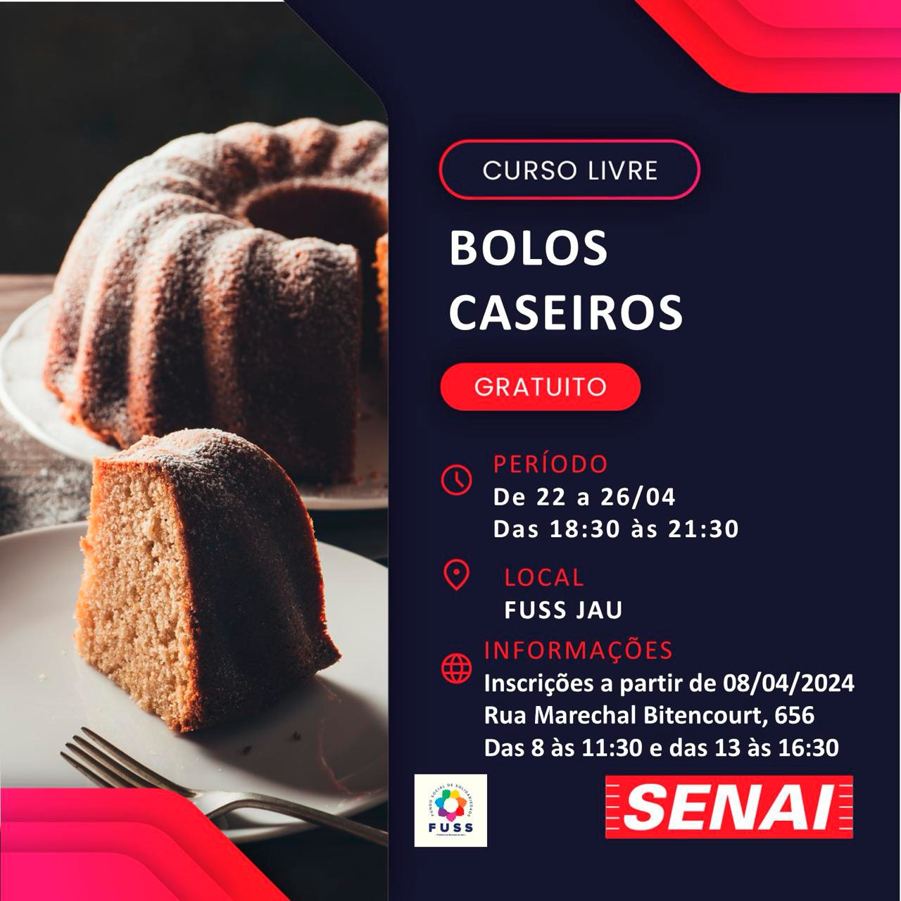 CURSO GRATUITO DE BOLOS CASEIROS