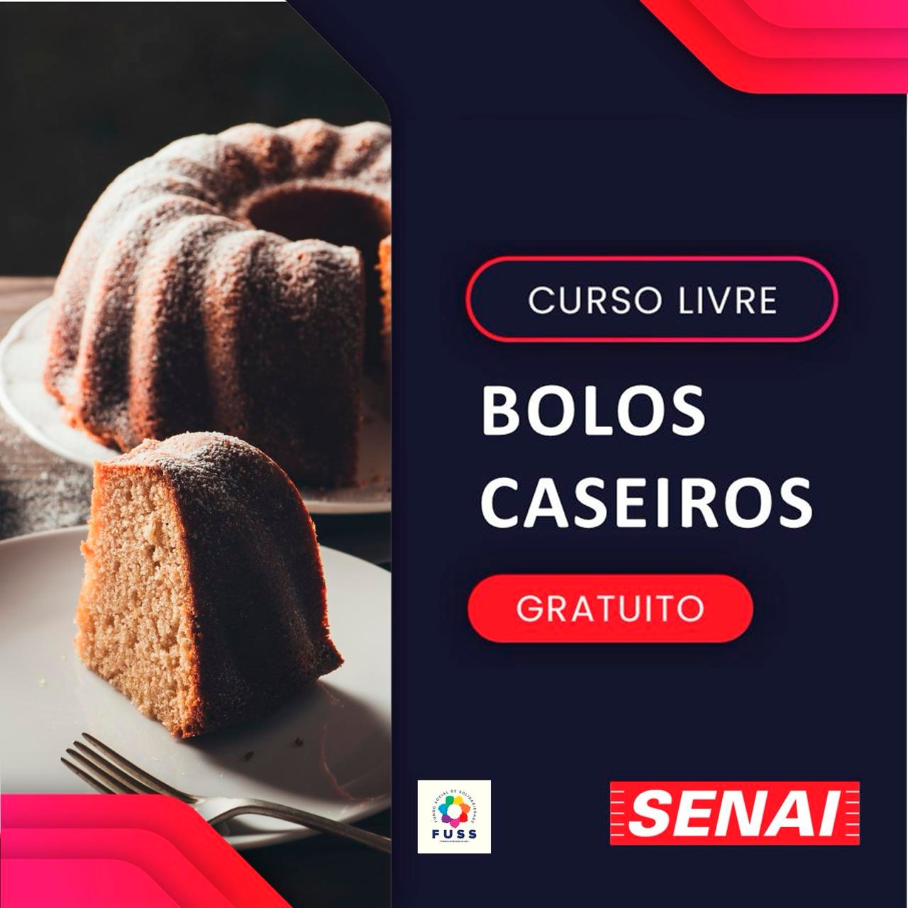 CURSO GRATUITO DE BOLOS CASEIROS - INSCRIÇÕES ABERTAS