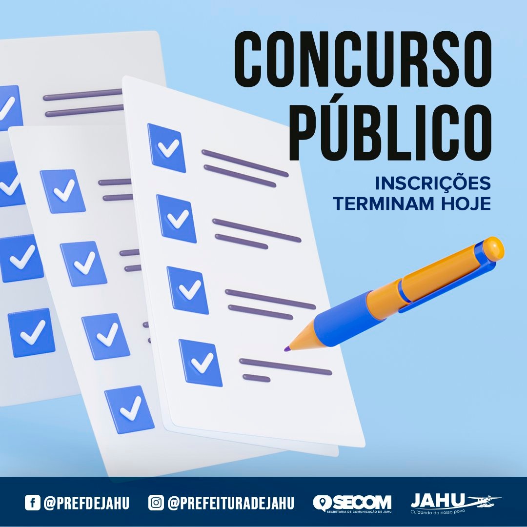 CONCURSO PÚBLICO: INSCRIÇÕES SE ENCERRAM HOJE (19)