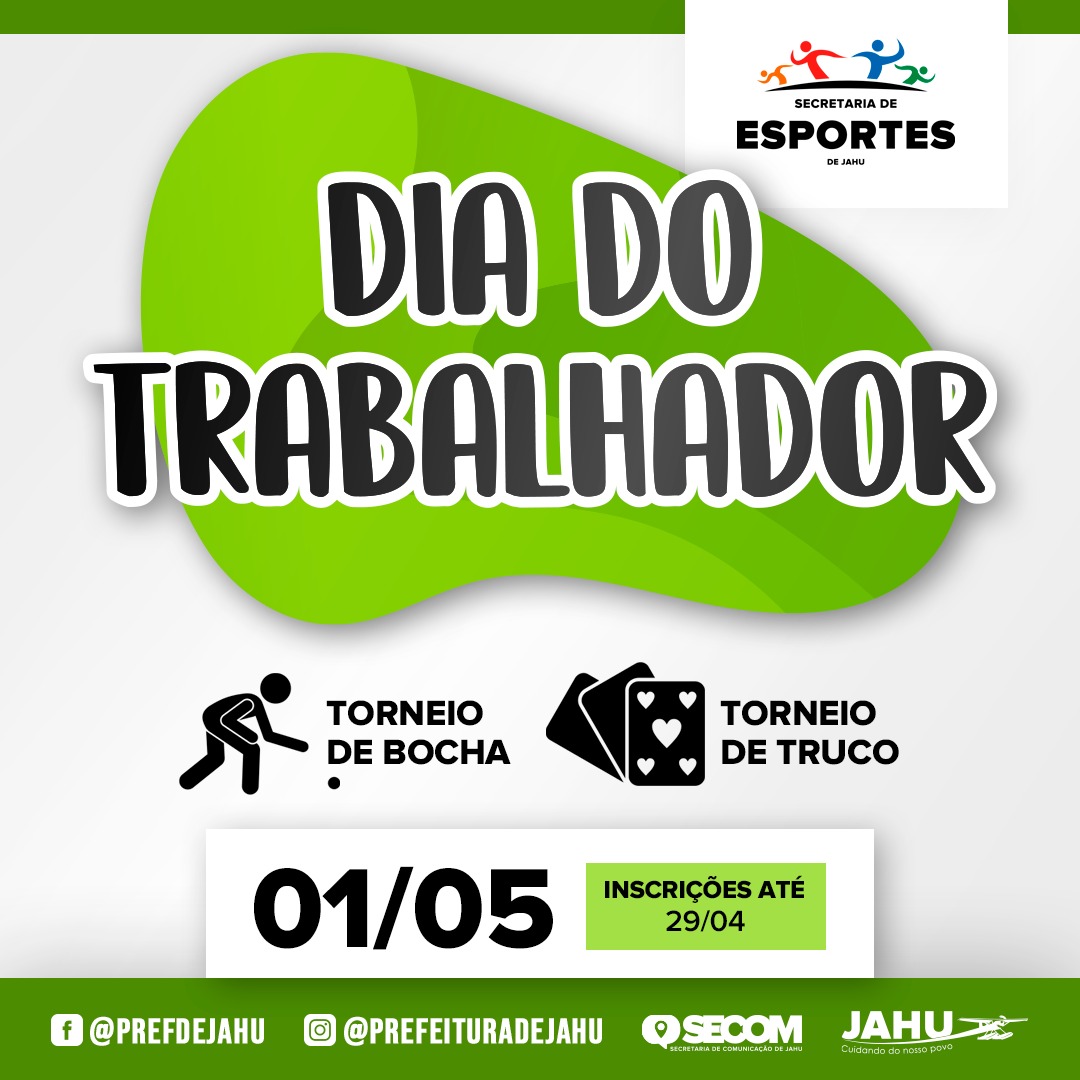 DIA DO TRABALHADOR SERÁ CELEBRADO COM MUITO ESPORTE!