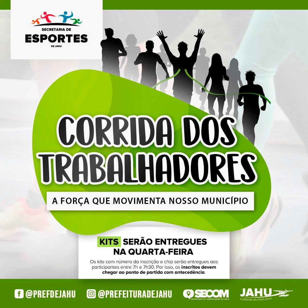 CORRIDA DOS TRABALHADORES: KITS SERÃO ENTREGUES NA QUARTA-FEIRA (1º)