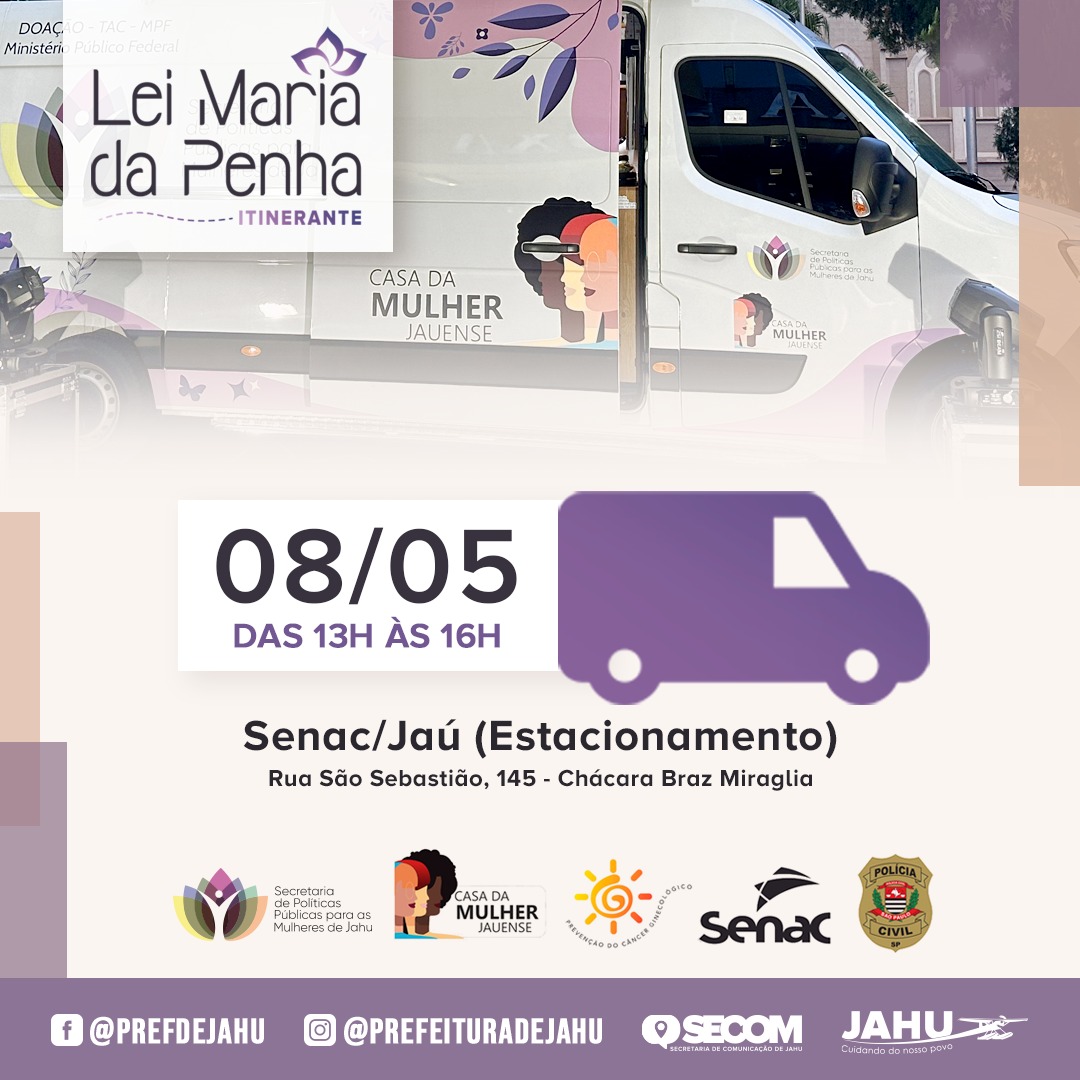 SERVIÇOS DA LEI MARIA DA PENHA ITINERANTE NO ESTACIONAMENTO DO SENAC