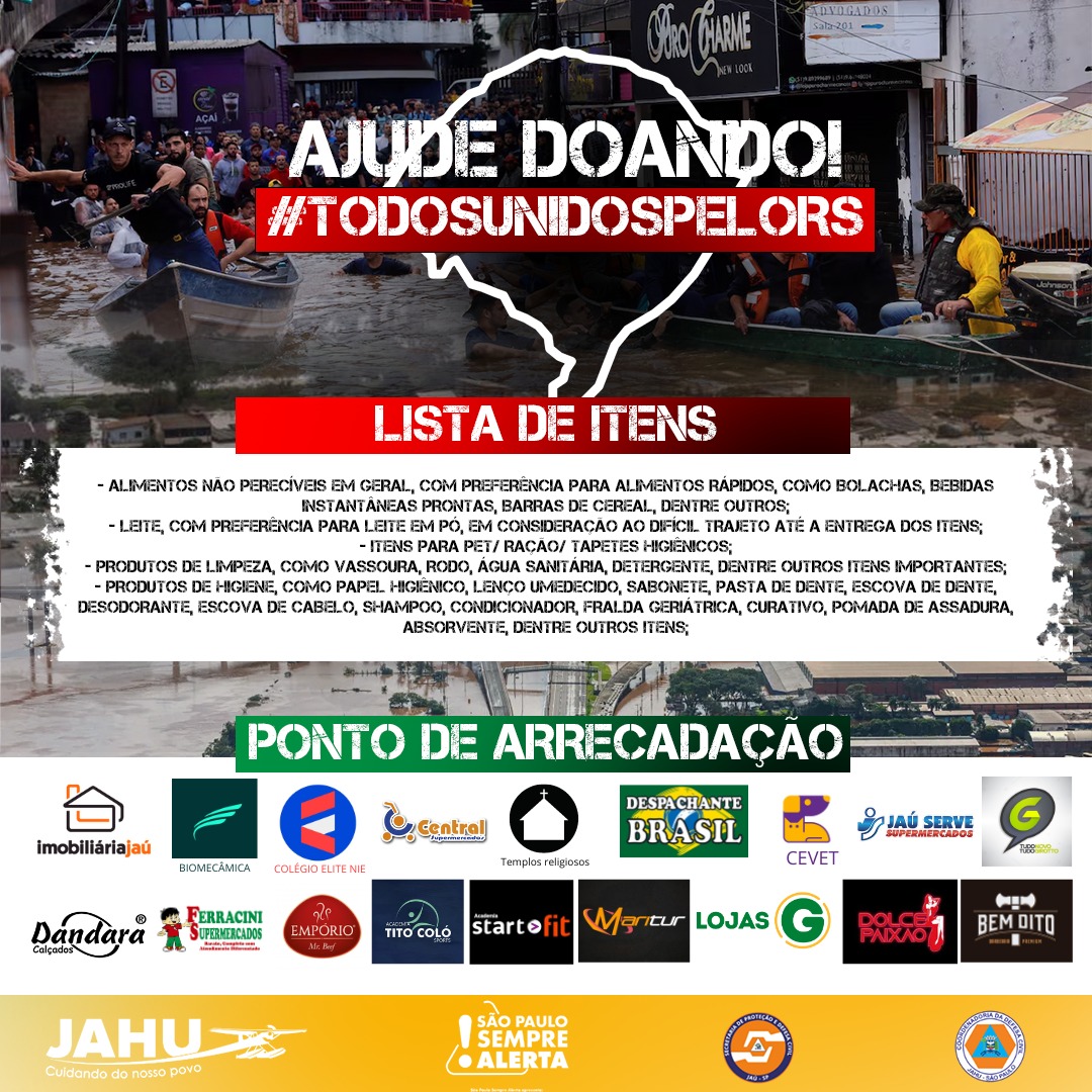 PREFEITURA E EMPRESAS PARCEIRAS REALIZAM CAMPANHA DE ARRECADAÇÃO DE DOAÇÕES PARA O RIO GRANDE DO SUL