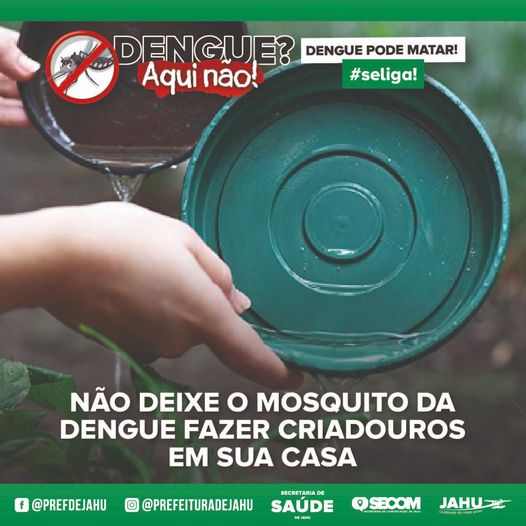 NÃO DEIXE O MOSQUITO DA DENGUE FAZER CRIADOUROS EM SUA CASA