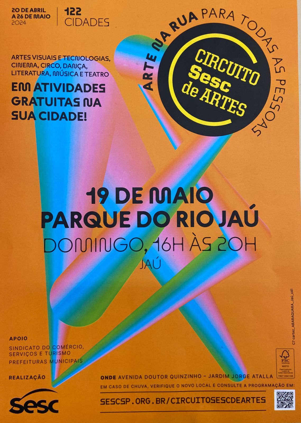 DOMINGO - PARQUE DO RIO JAÚ TEM CIRCUITO SESC DE ARTES