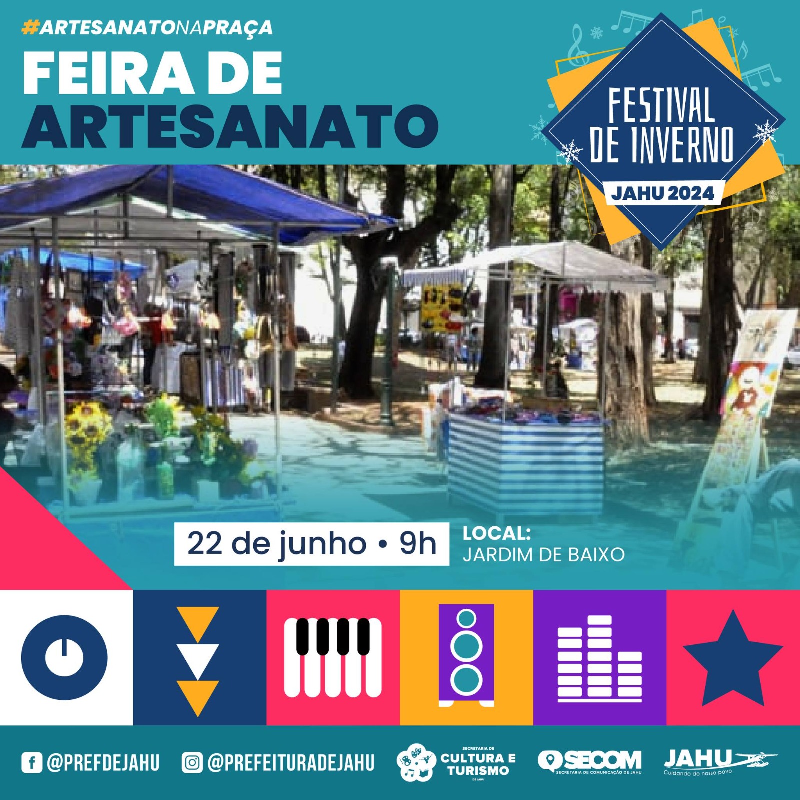 AMANHÃ TEM BANDA CARLOS GOMES E FEIRA DE ARTESANATO NO JARDIM DE BAIXO