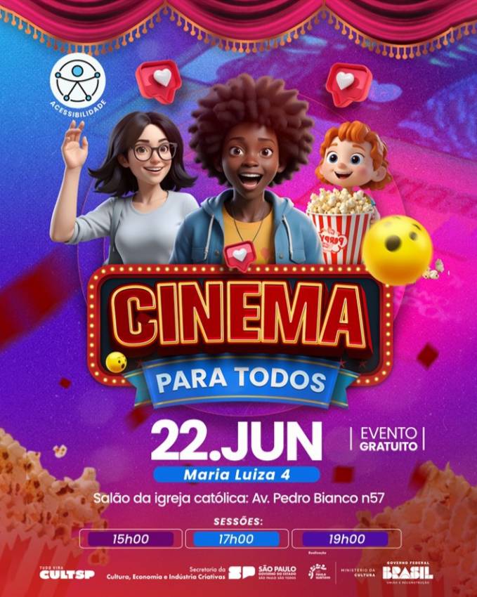 FIM DE SEMANA COM CINEMA NO JARDIM MARIA LUIZA IV E SÃO JOSÉ