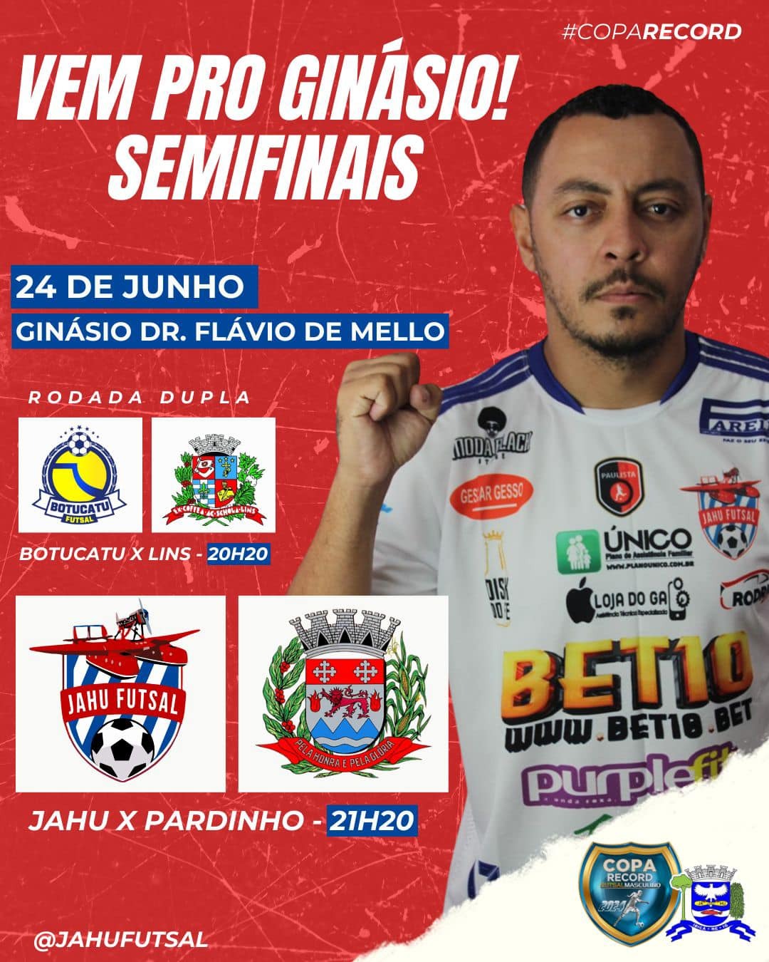 COPA RECORD DE FUTSAL: HOJE (24) TEM JAHU EM QUADRA PELA SEMIFINAL