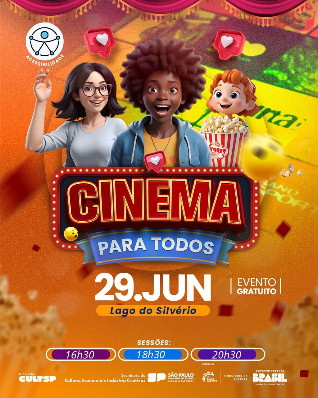CINEMA NO LAGO DO SILVÉRIO SÁBADO - ATUALIZAÇÃO DE HORÁRIO