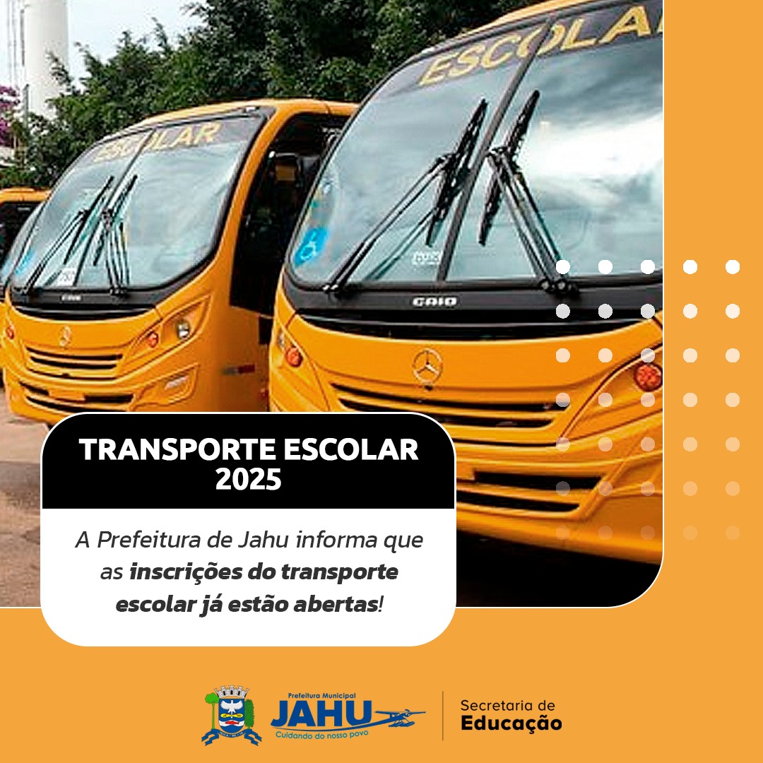 INSCRIÇÕES PARA O TRANSPORTE ESCOLAR ESTÃO ABERTAS