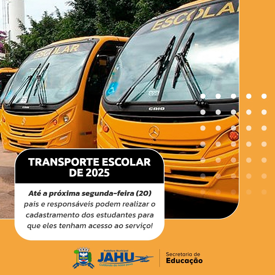 INSCRIÇÕES PARA O TRANSPORTE ESCOLAR SEGUEM ABERTAS