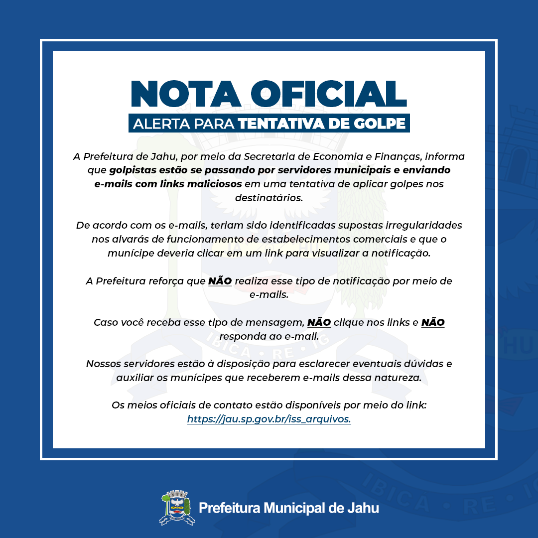 PREFEITURA ALERTA PARA TENTATIVA DE GOLPE