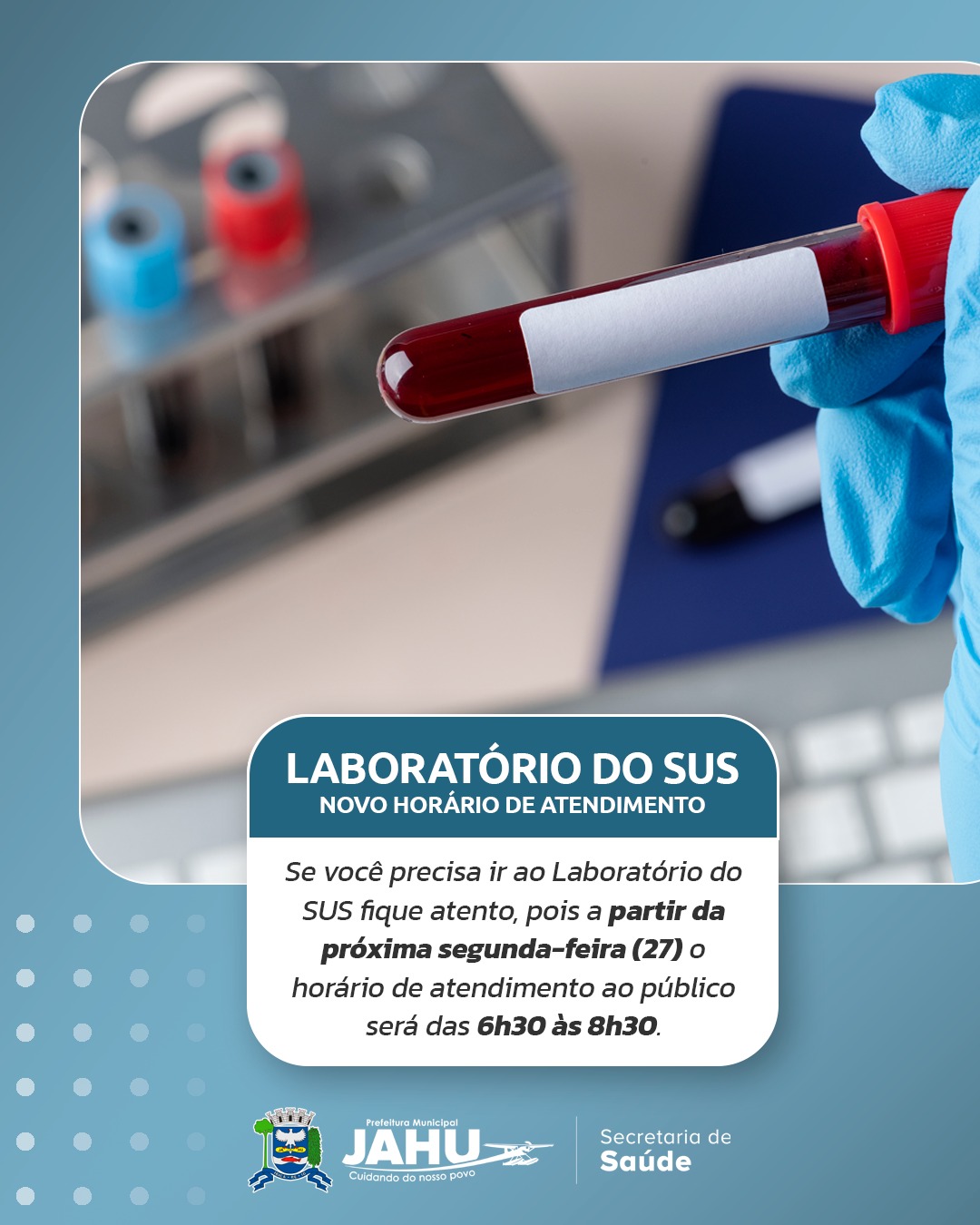 LABORATÓRIO DO SUS TEM NOVO HORÁRIO DE ATENDIMENTO