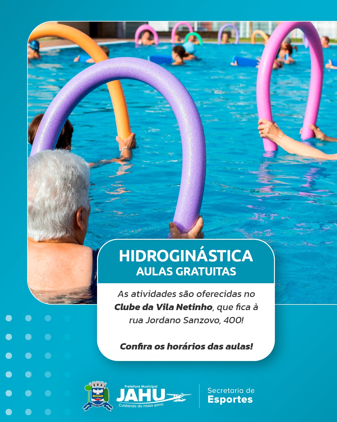 PREFEITURA OFERECE AULAS GRATUITAS DE HIDROGINÁSTICA!