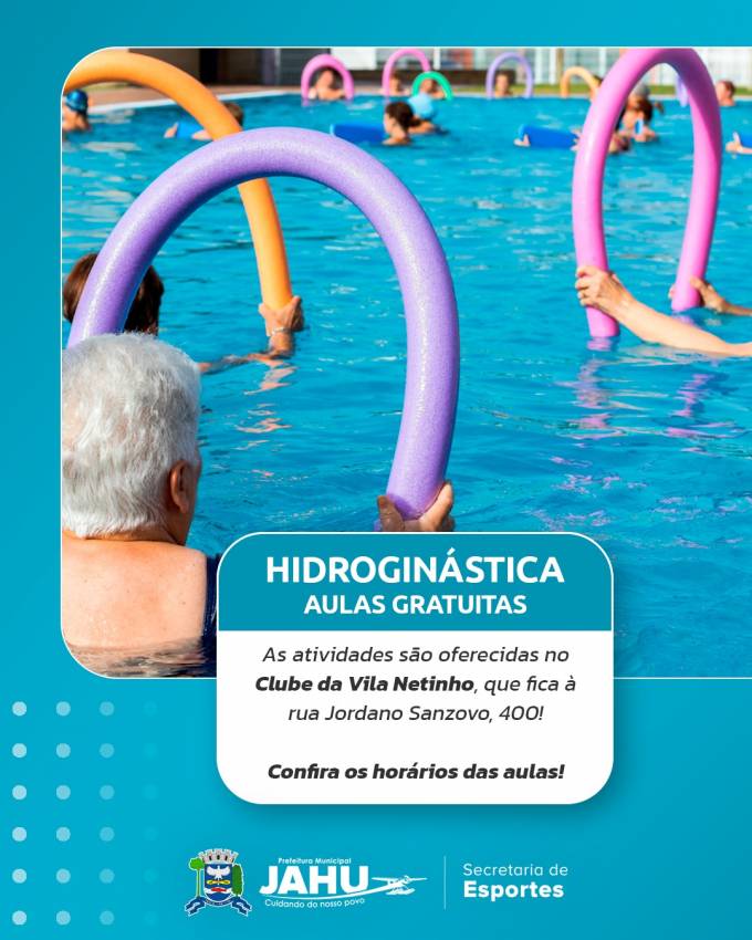 PREFEITURA OFERECE AULAS GRATUITAS DE HIDROGINÁSTICA! 