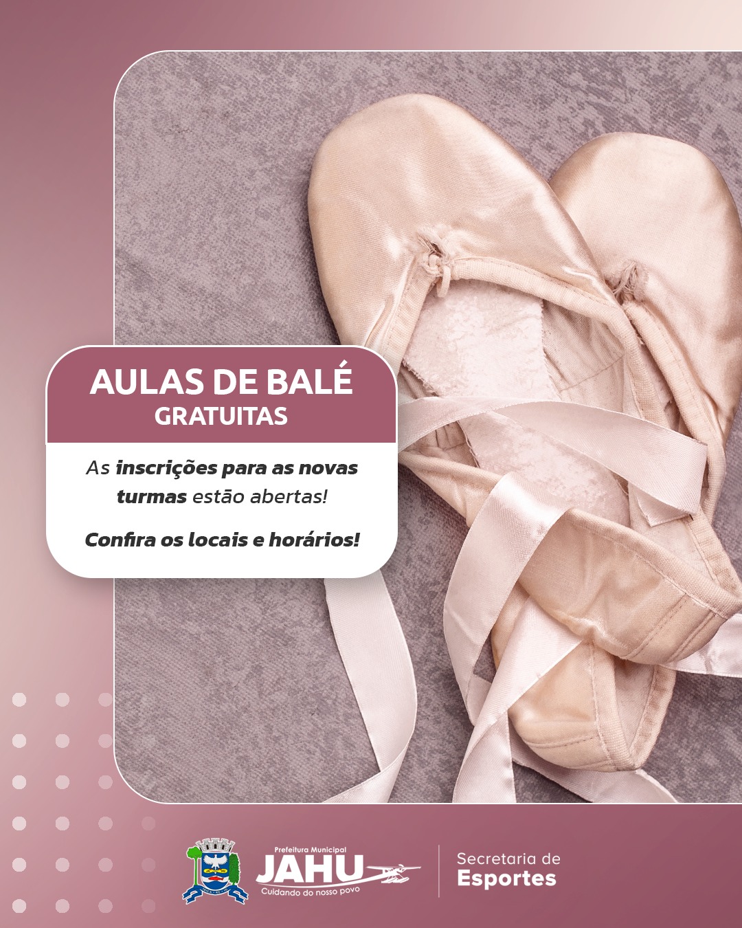 PREFEITURA OFERECE AULAS GRATUITAS DE BALÉ