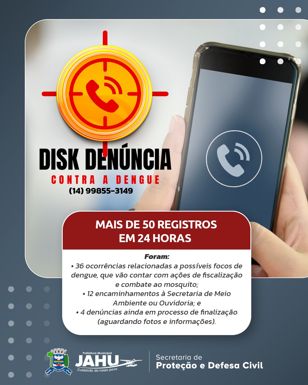 'DISK DENÚNCIA' CONTRA DENGUE: MAIS DE 50 REGISTROS EM 24 HORAS