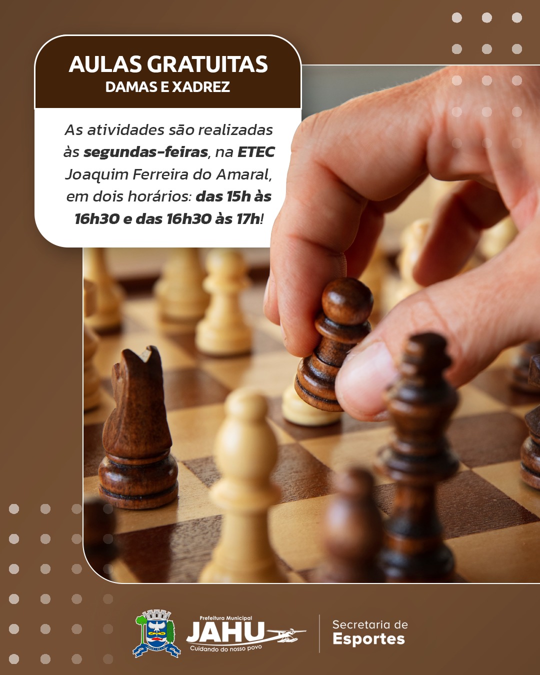 PREFEITURA OFERECE AULAS GRATUITAS DE DAMAS E XADREZ