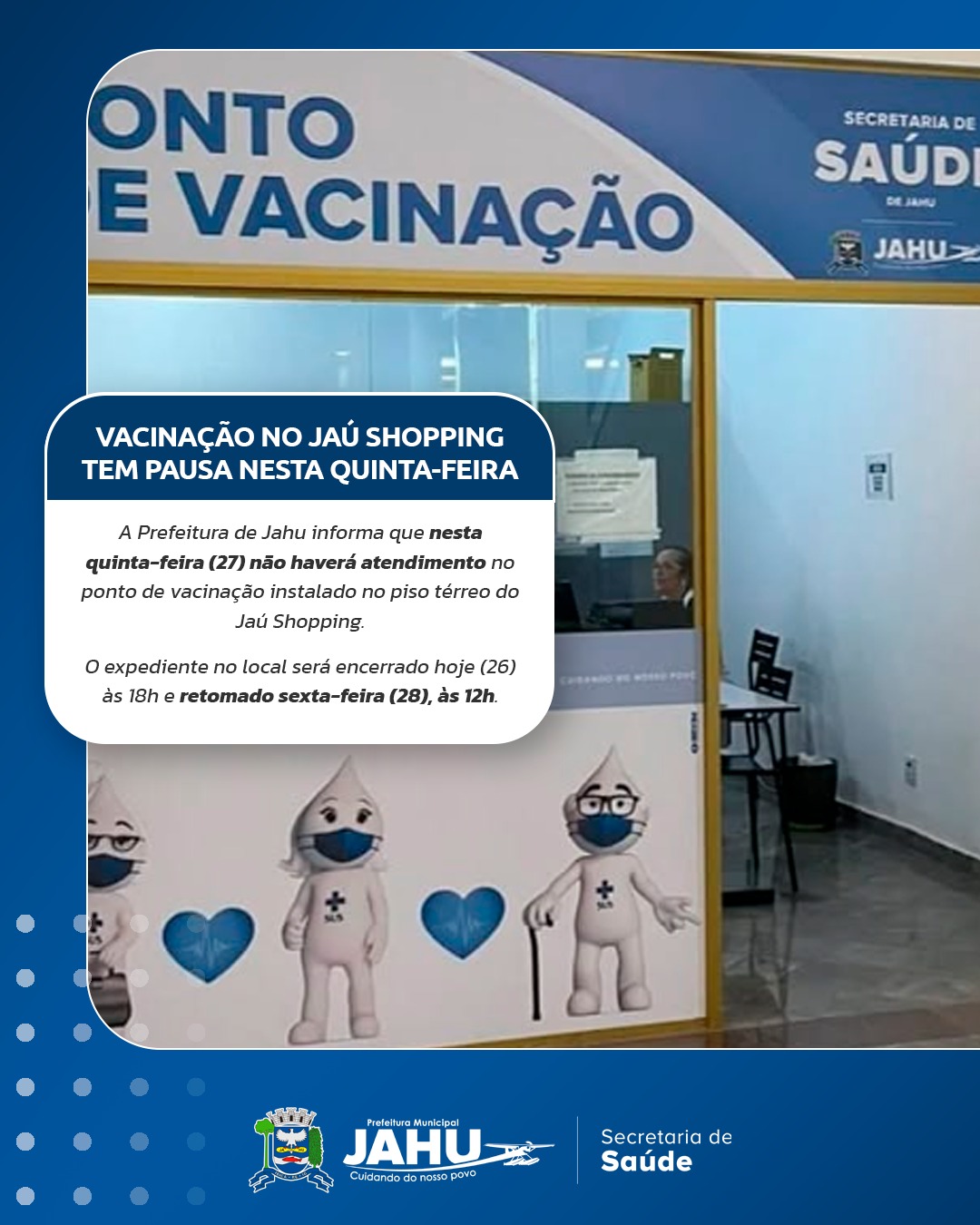 VACINAÇÃO NO JAÚ SHOPPING TEM PAUSA NESTA QUINTA-FEIRA