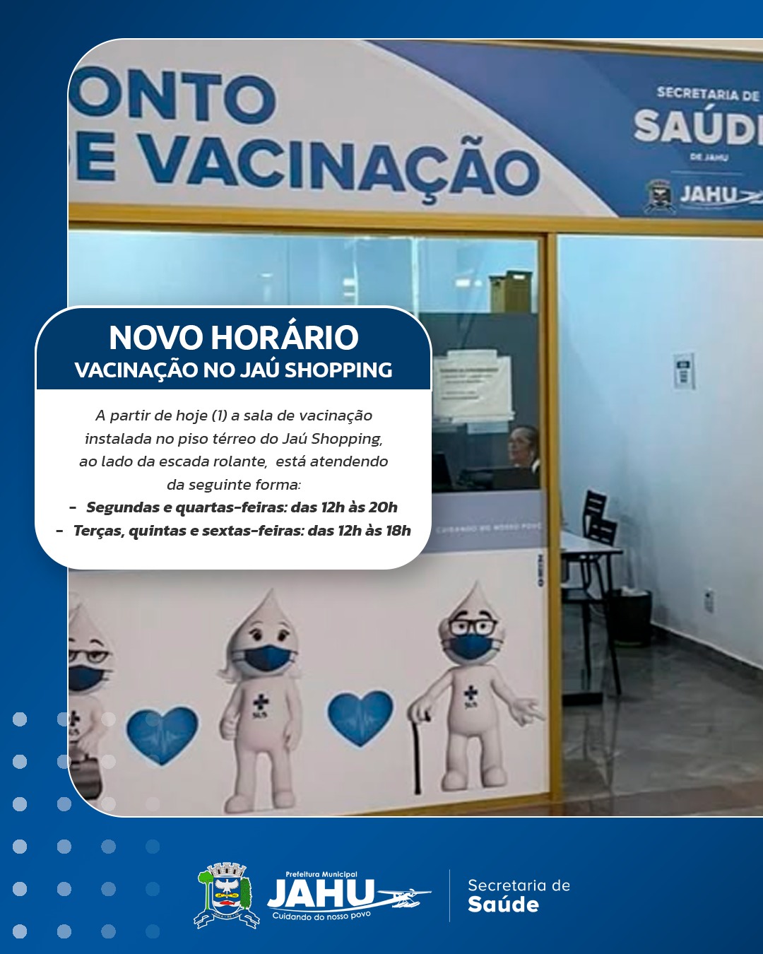 VACINAÇÃO NO JAÚ SHOPPING TEM NOVO HORÁRIO PARA VOCÊ!