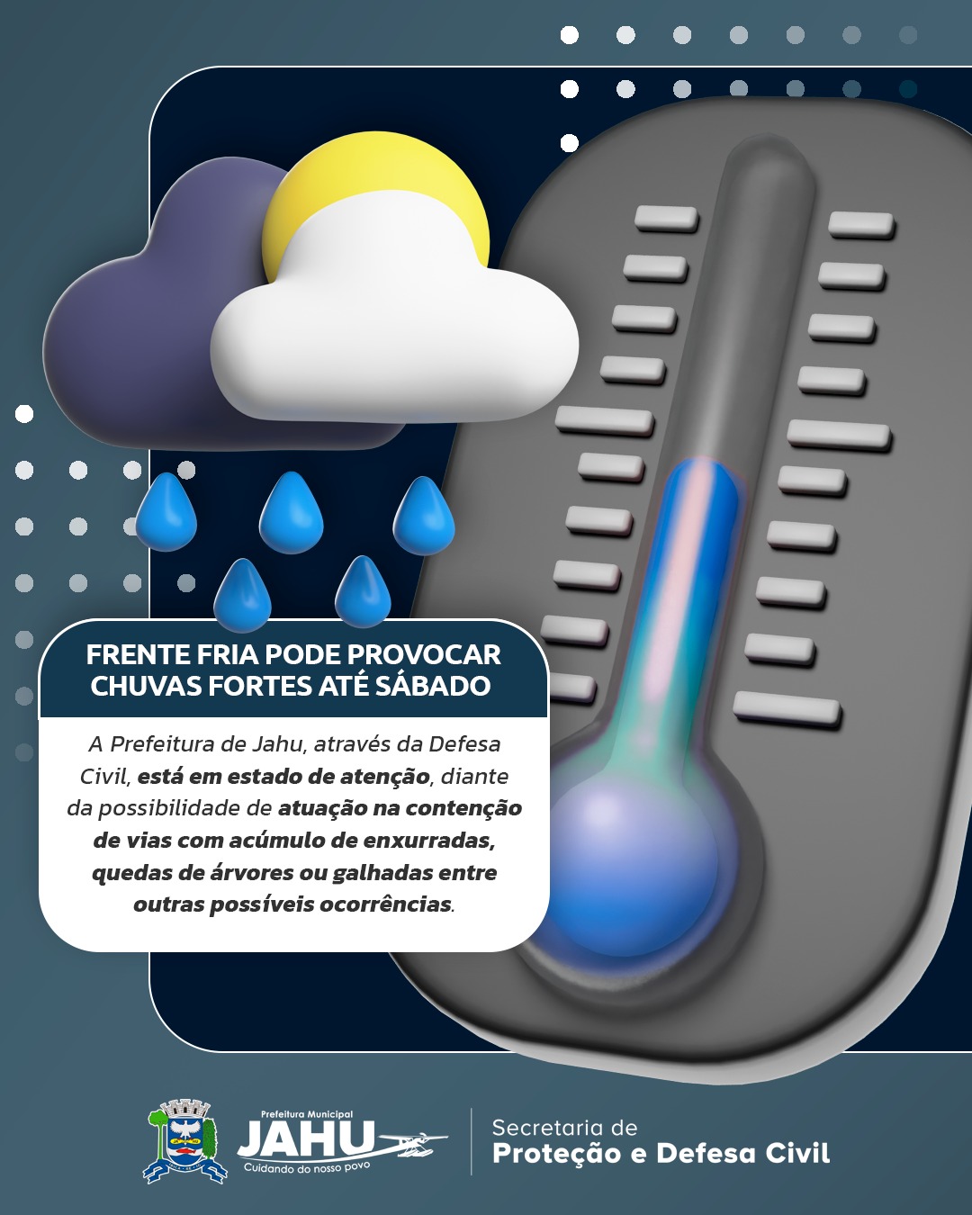 FRENTE FRIA PODE PROVOCAR CHUVAS FORTES ATÉ SÁBADO