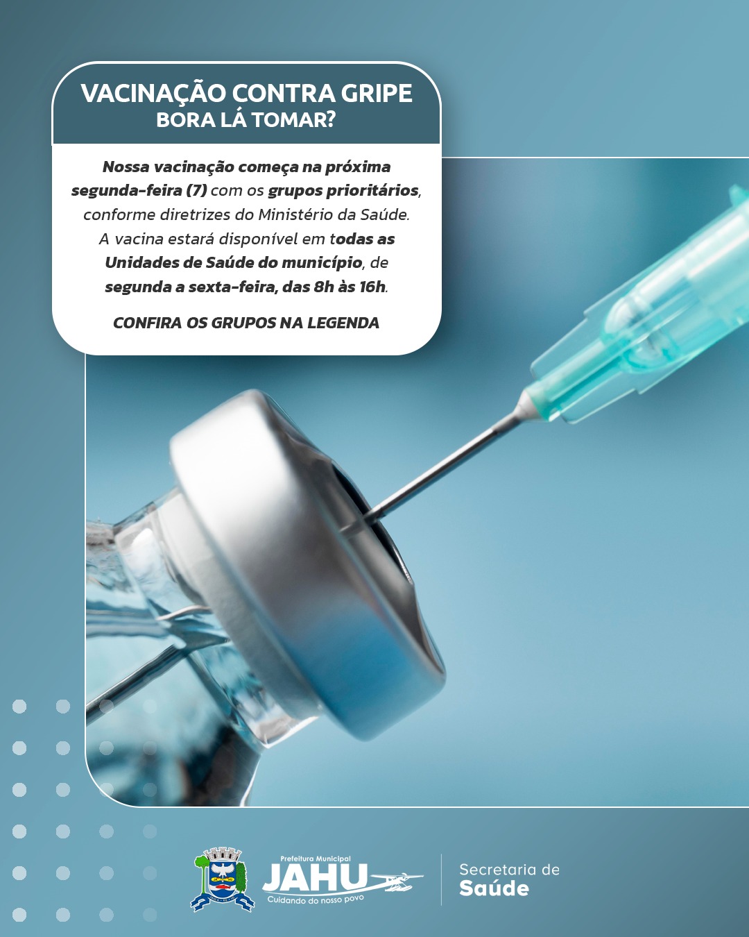 VACINAÇÃO CONTRA GRIPE: BORA LÁ TOMAR VACINA?