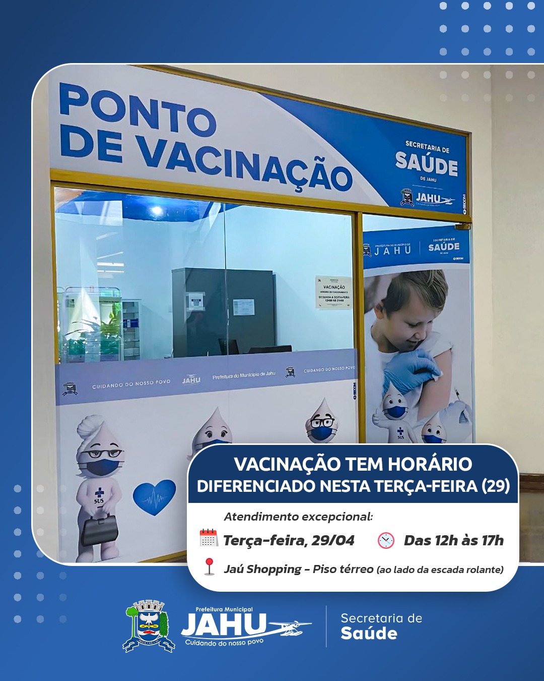 SALA DE VACINAÇÃO NO JAÚ SHOPPING TEM HORÁRIO DIFERENCIADO NESTA TERÇA-FEIRA (29)