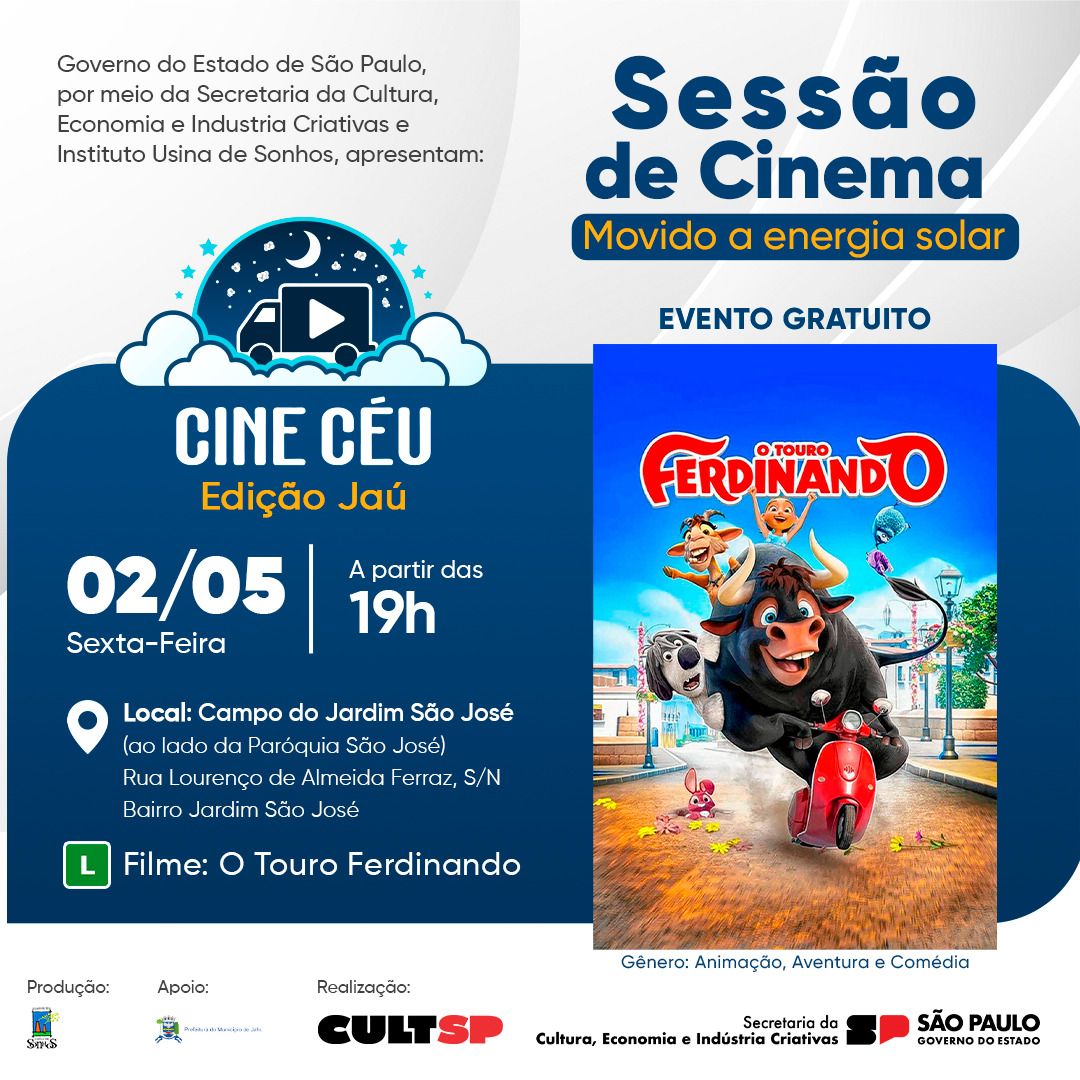 'CINE CÉU' CHEGA AO JARDIM SÃO JOSÉ NESTA SEMANA