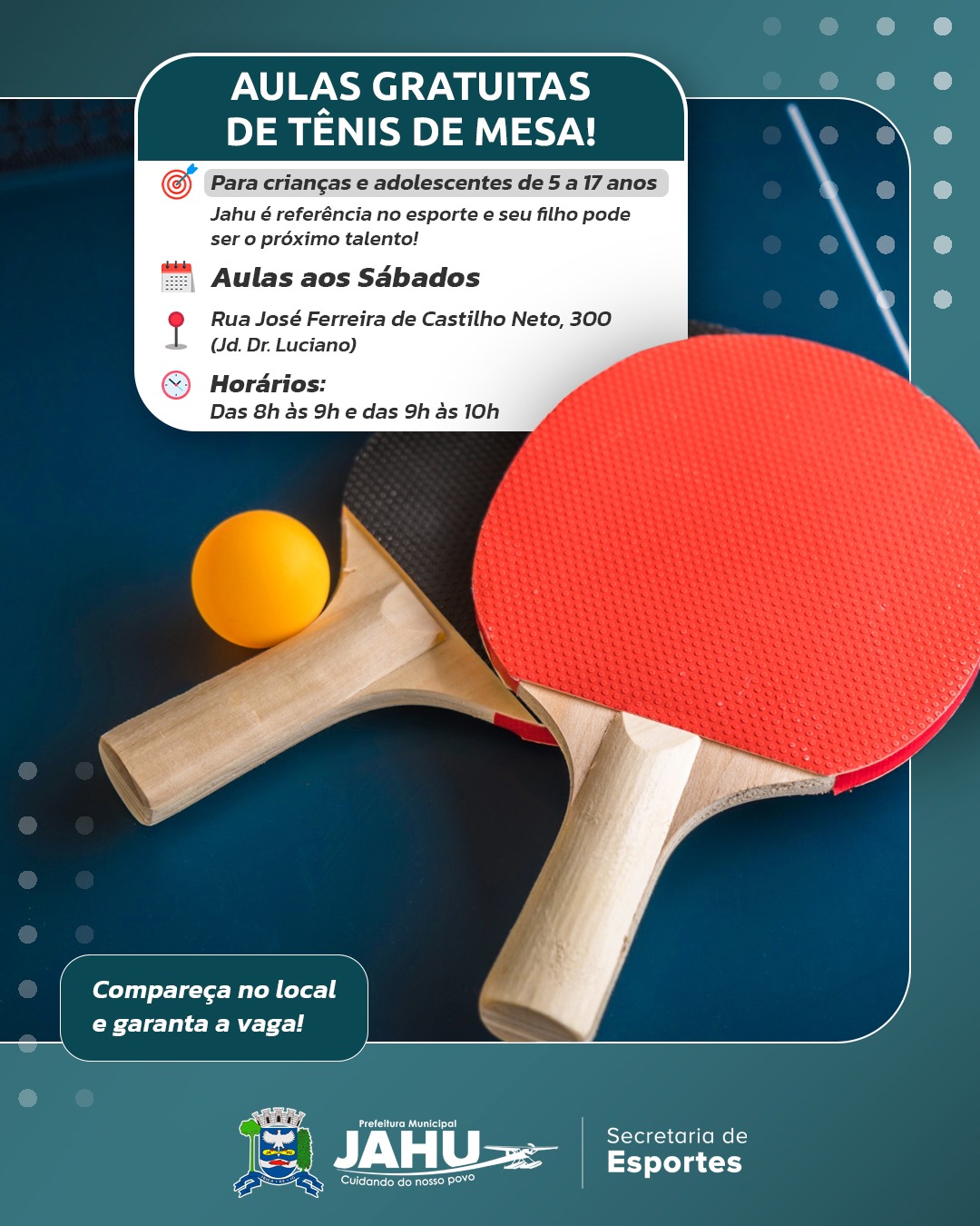 PREFEITURA OFERECE AULAS GRATUITAS DE TÊNIS DE MESA