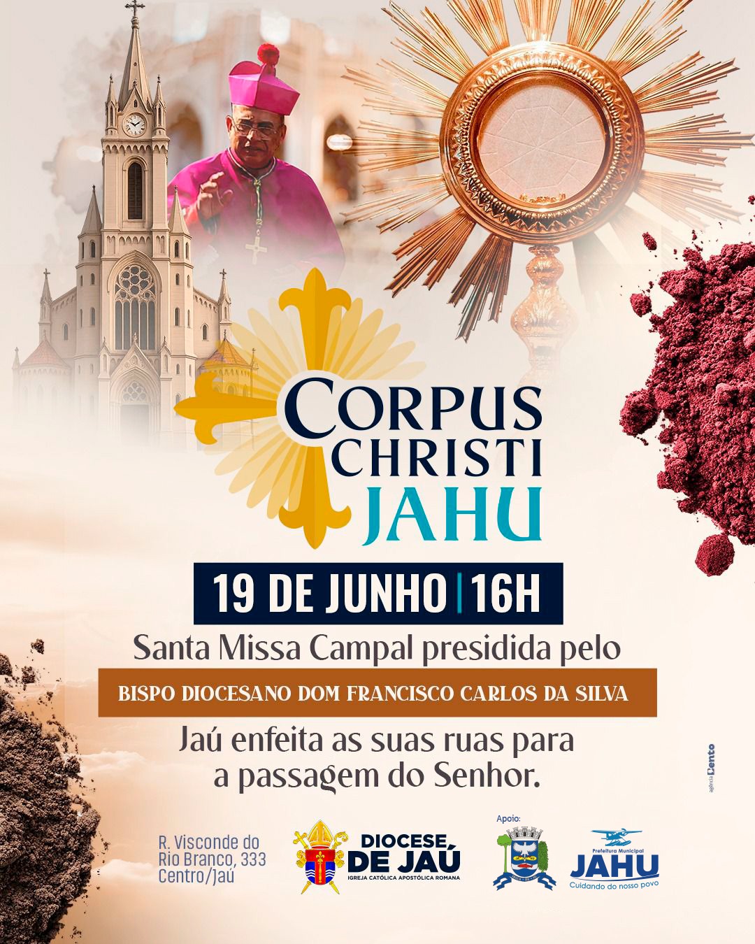 CELEBRAÇÃO DE CORPUS CHRISTI CONTARÁ COM PROCISSÃO E TAPETES NAS RUAS