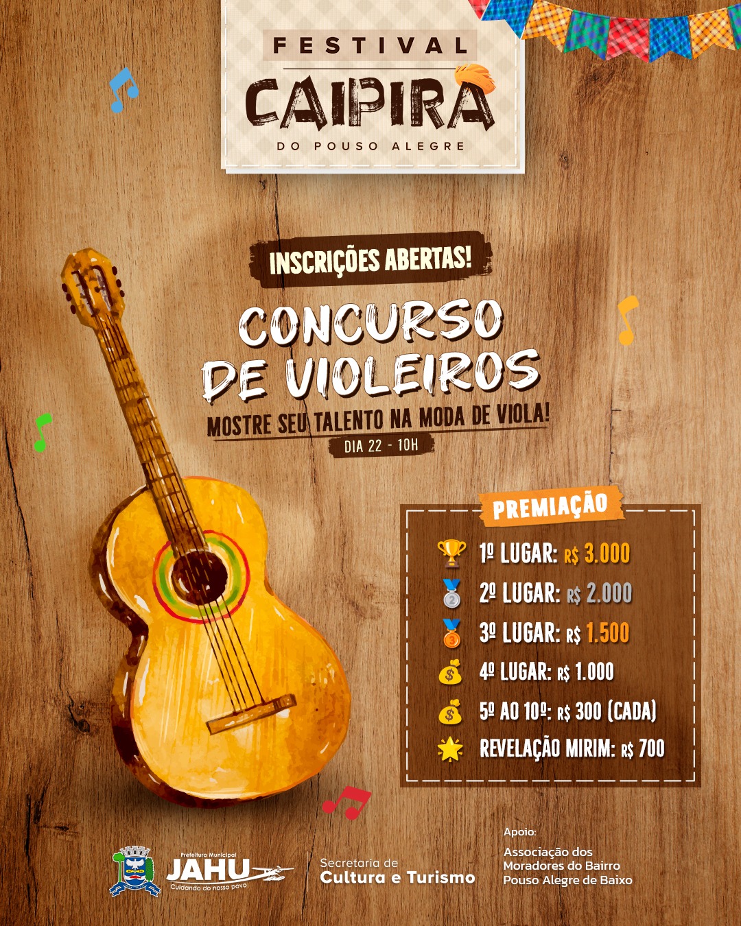 INSCRIÇÕES ABERTAS PARA O CONCURSO DE VIOLEIROS DO 'FESTIVAL CAIPIRA'
