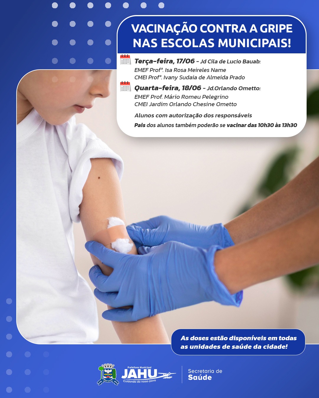 VACINAÇÃO CONTRA A GRIPE ACONTECE EM TRÊS ESCOLAS NESTA SEMANA