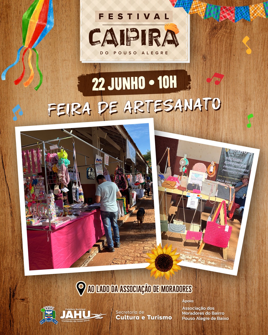 NOSSO 'FESTIVAL CAIPIRA' NESSE DOMINGÃO (22) TEM FEIRA DE ARTESANATO TAMBÉM