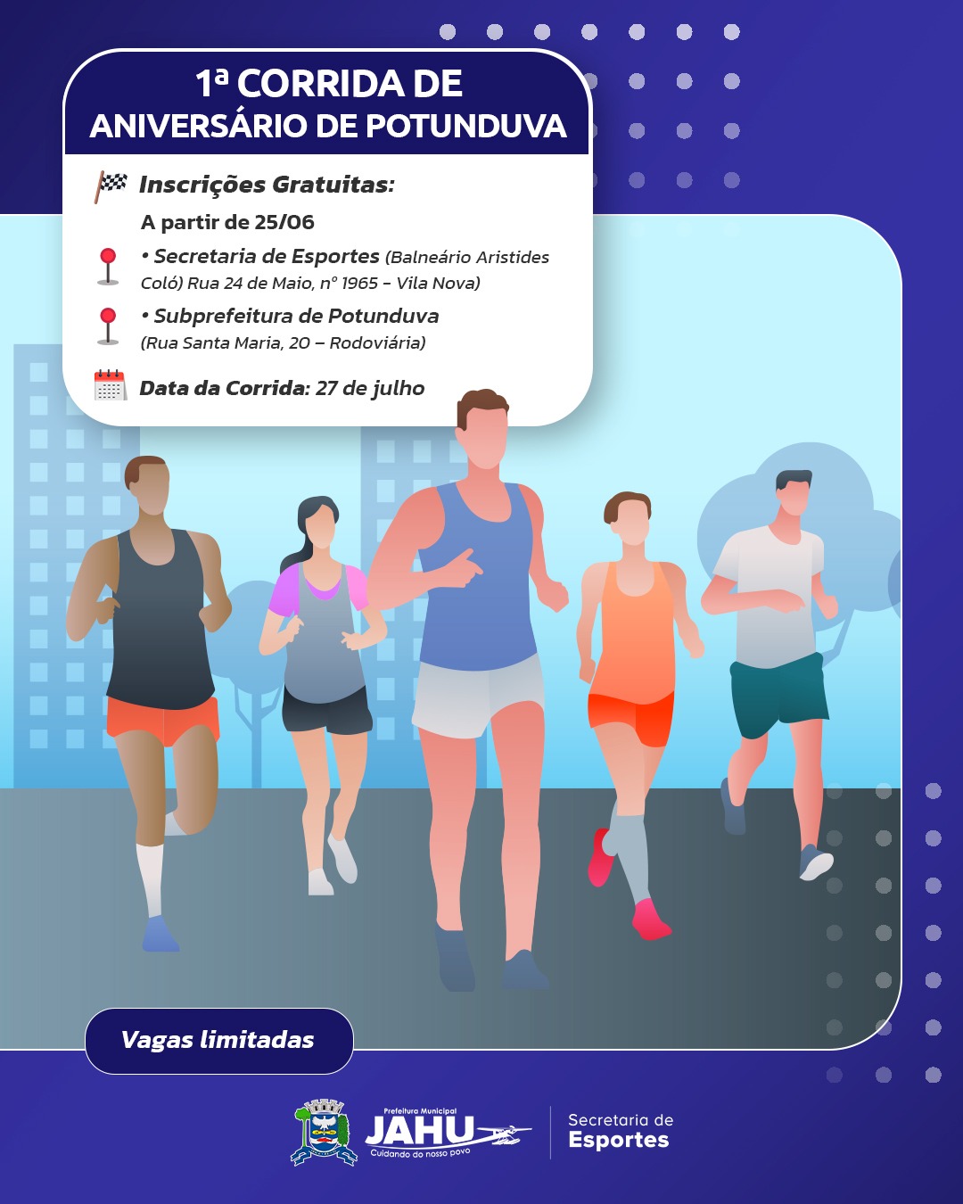 PREFEITURA ABRE INSCRIÇÕES PARA A '1ª CORRIDA DE ANIVERSÁRIO DE POTUNDUVA'