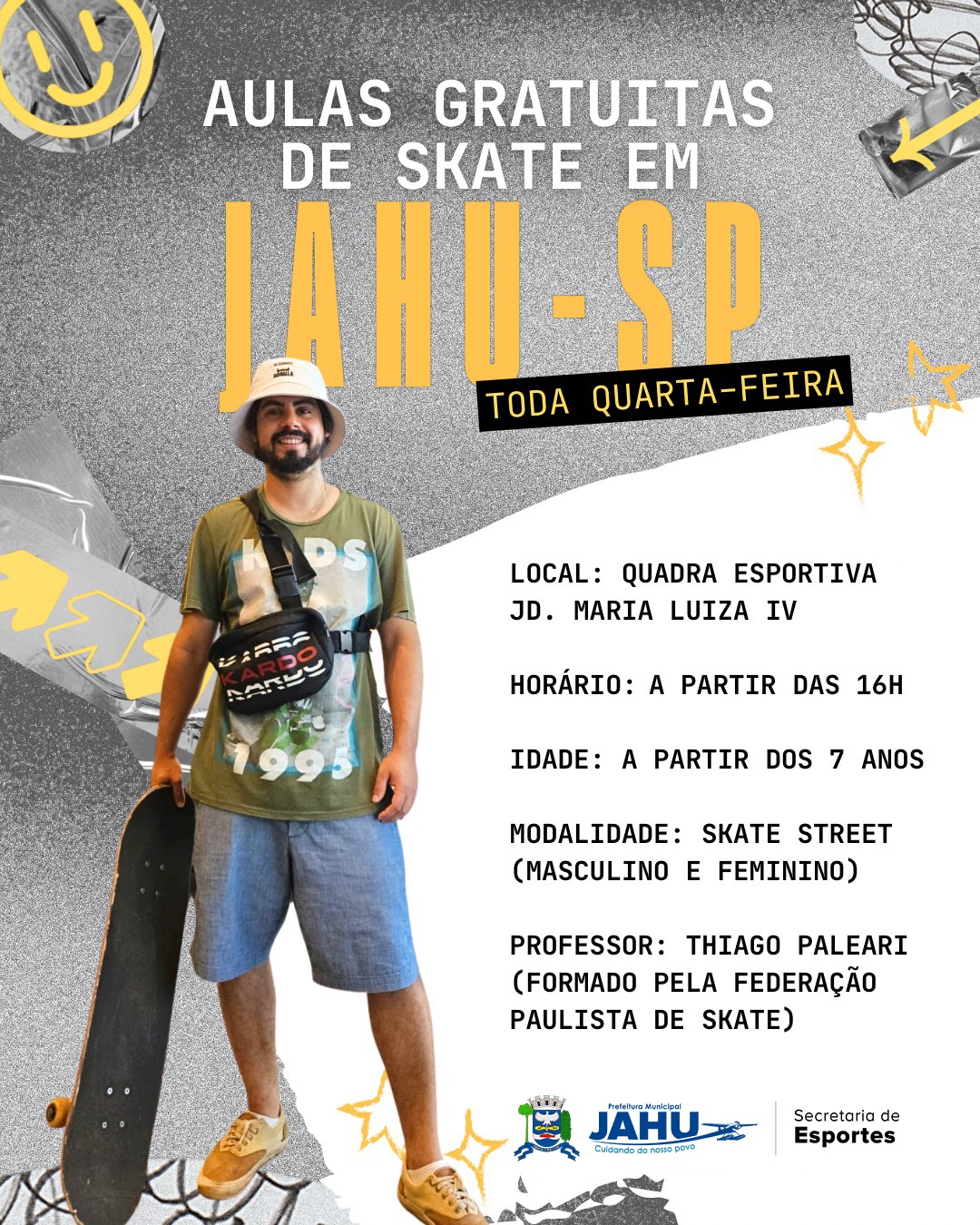 PREFEITURA PASSA A OFERECER AULAS GRATUITAS DE SKATE